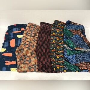 LuLaRoe NWOT Lot of 5 Pairs - Womens ONE SIZE Leggings-GEOMETRIC-Made In Vietnam